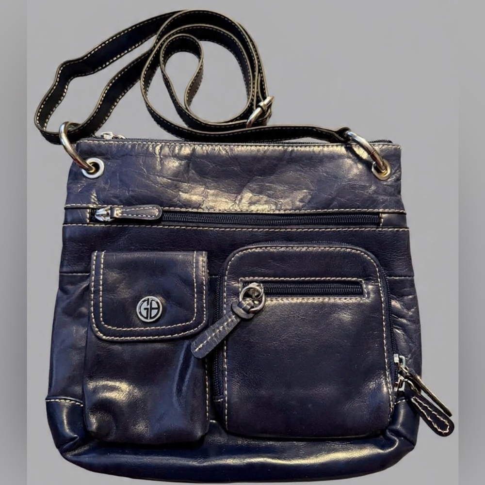 NWOT- Vintage- Giani Bernini- Cerulean Blue Genuine Leather Crossbody Bag- Y2K